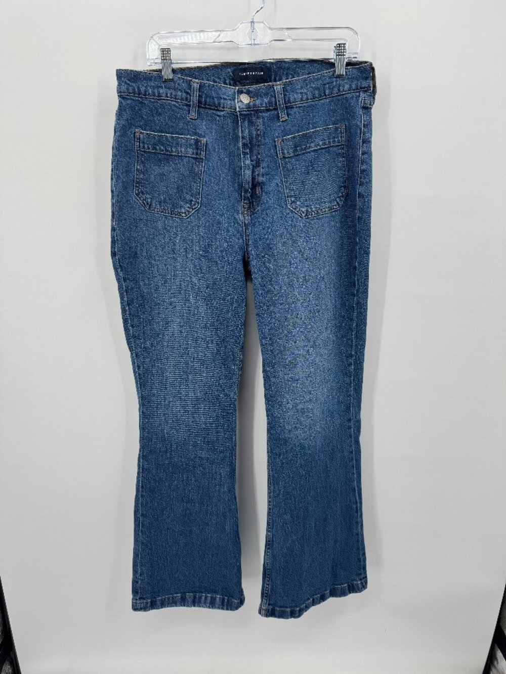 Aeropostale High Rise Flare Jeans Womens 16 Reg Patch Pocket Stretch Denim
